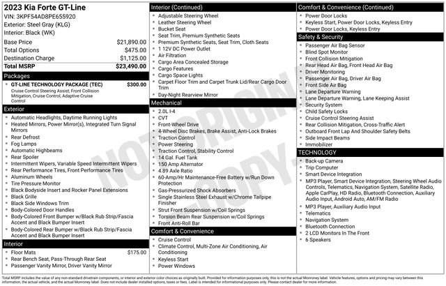 Used 2023 Kia Forte GT-Line w/ GT-Line Technology Package FWD image 3