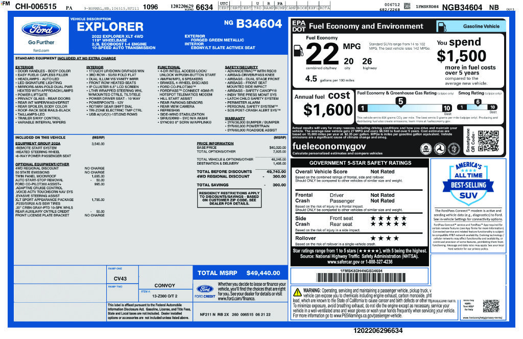 Certified 2022 Ford Explorer XLT w/ Equipment Group 202A AWD/4WD image 29