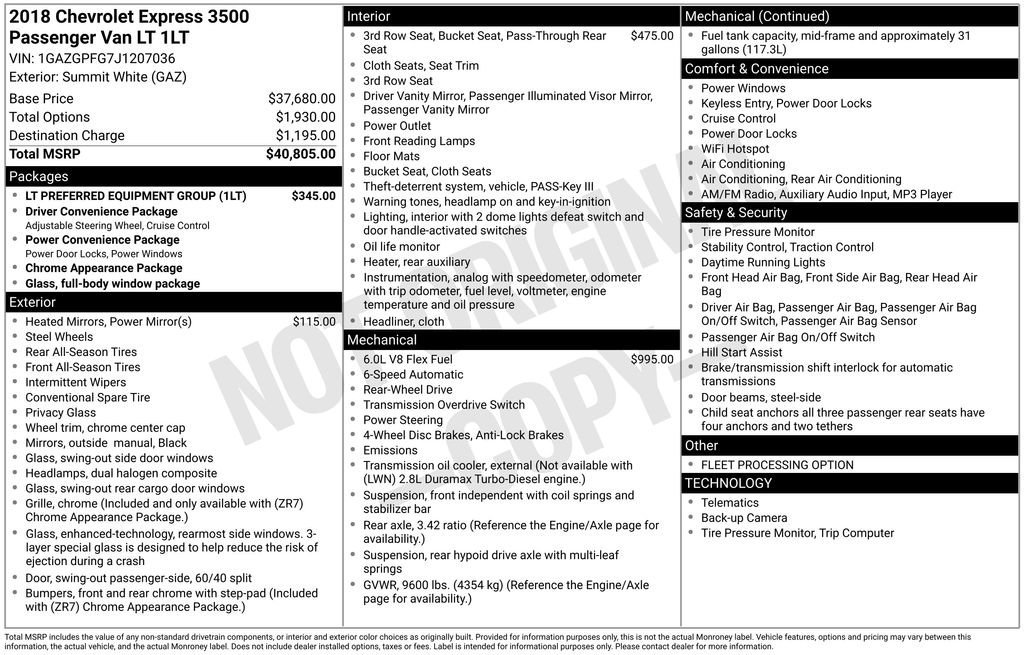 Used 2018 Chevrolet Express 3500 LT w/ LT Preferred Equipment Group image 10