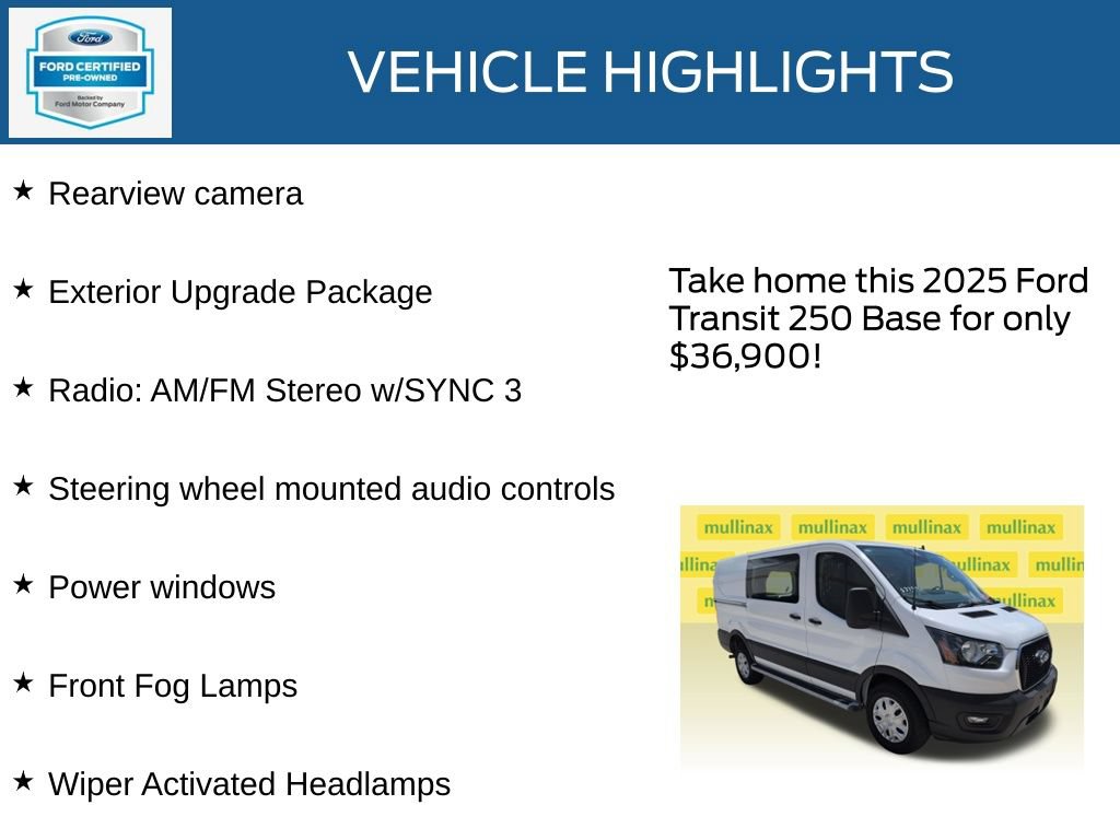 Certified 2025 Ford Transit 250 Low Roof w/ Exterior Upgrade Package RWD image 21