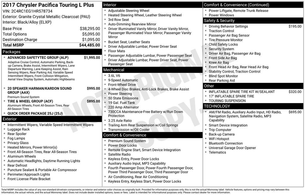 Used 2017 Chrysler Pacifica Touring-L Plus w/ Advanced Safetytec Group FWD image 29