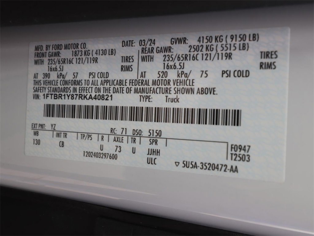 Certified 2024 Ford Transit 250 Base w/ Exterior Upgrade Package image 23