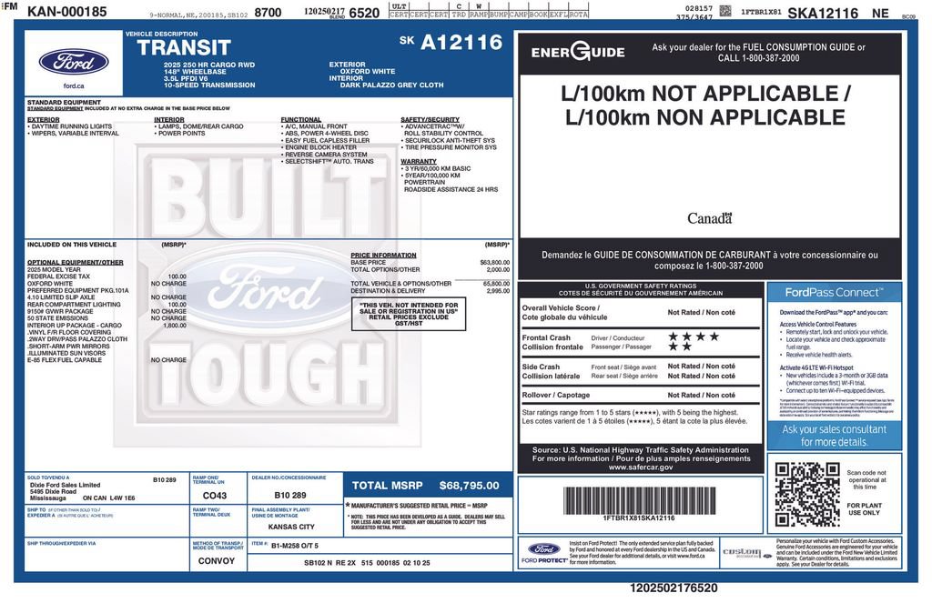 Certified 2025 Ford Transit 250 148 High Roof w/ Interior Upgrade Package RWD image 5