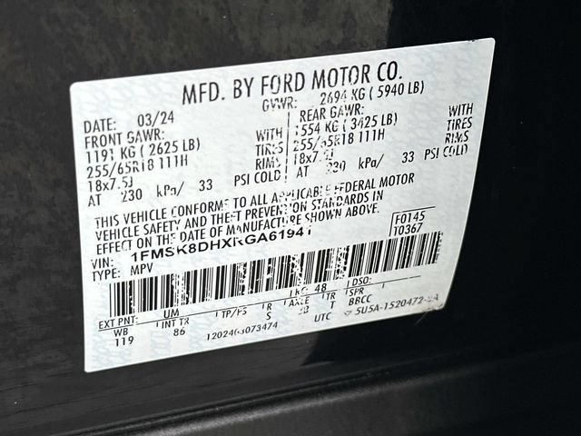 Certified 2024 Ford Explorer XLT AWD/4WD image 19