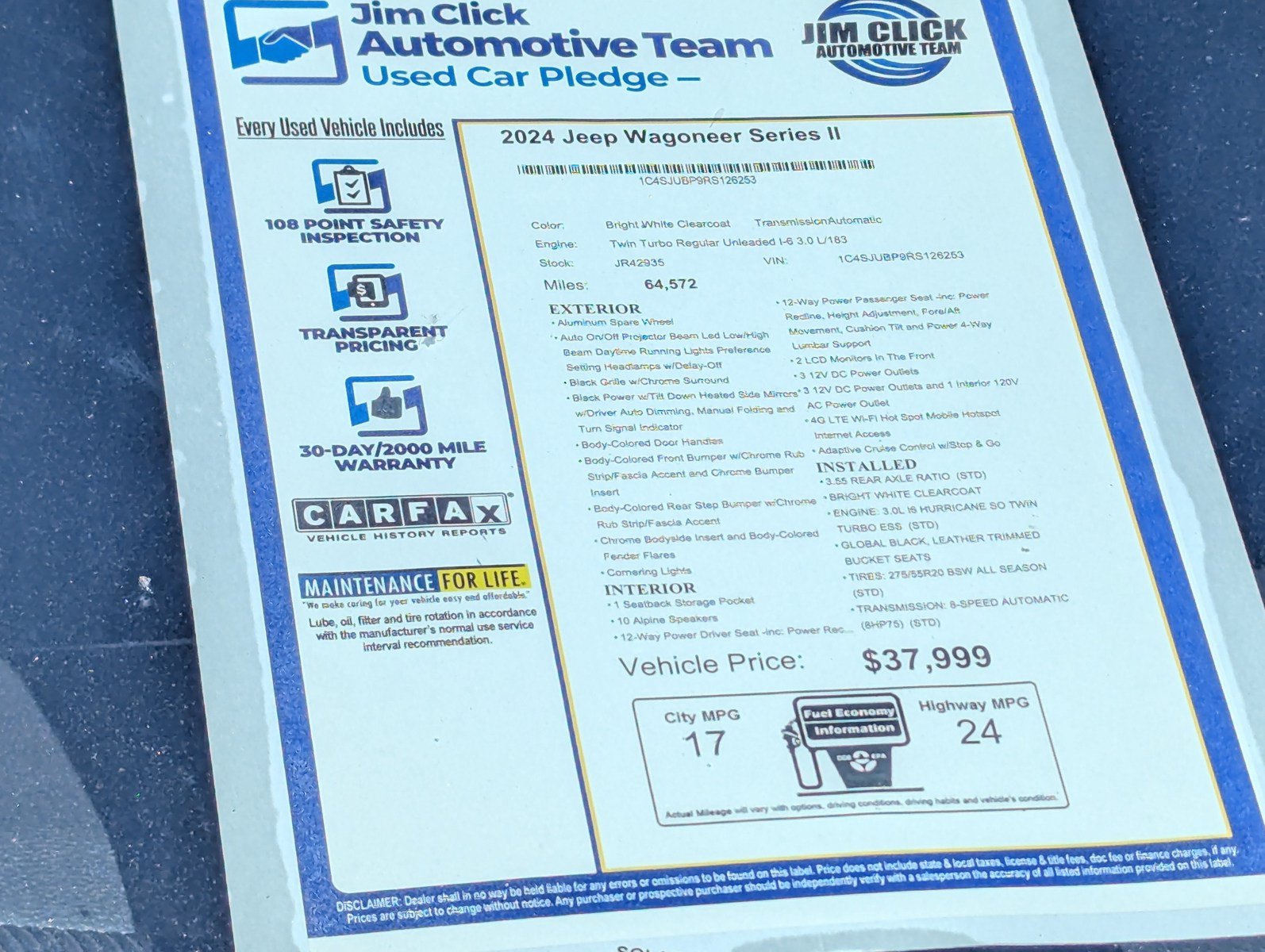 Used 2024 Jeep Wagoneer Series II w/ Flexible Seating Group RWD image 13