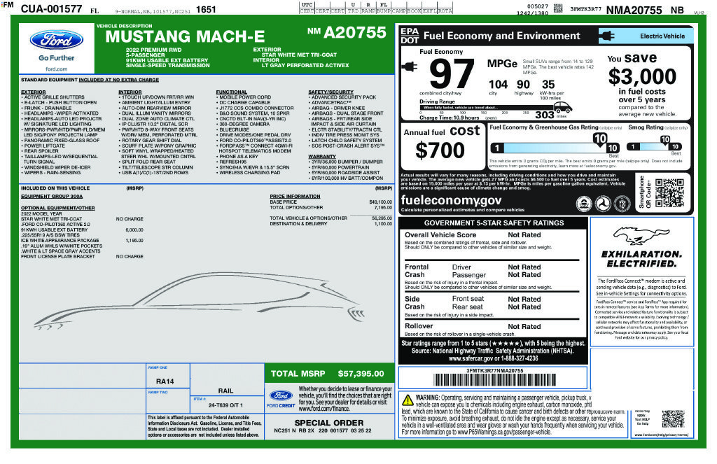 Certified 2022 Ford Mustang Mach-E Premium w/ Ice White Appearance Package RWD image 6