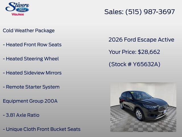 Certified 2026 Ford Escape Active w/ Cold Weather Package AWD/4WD image 8