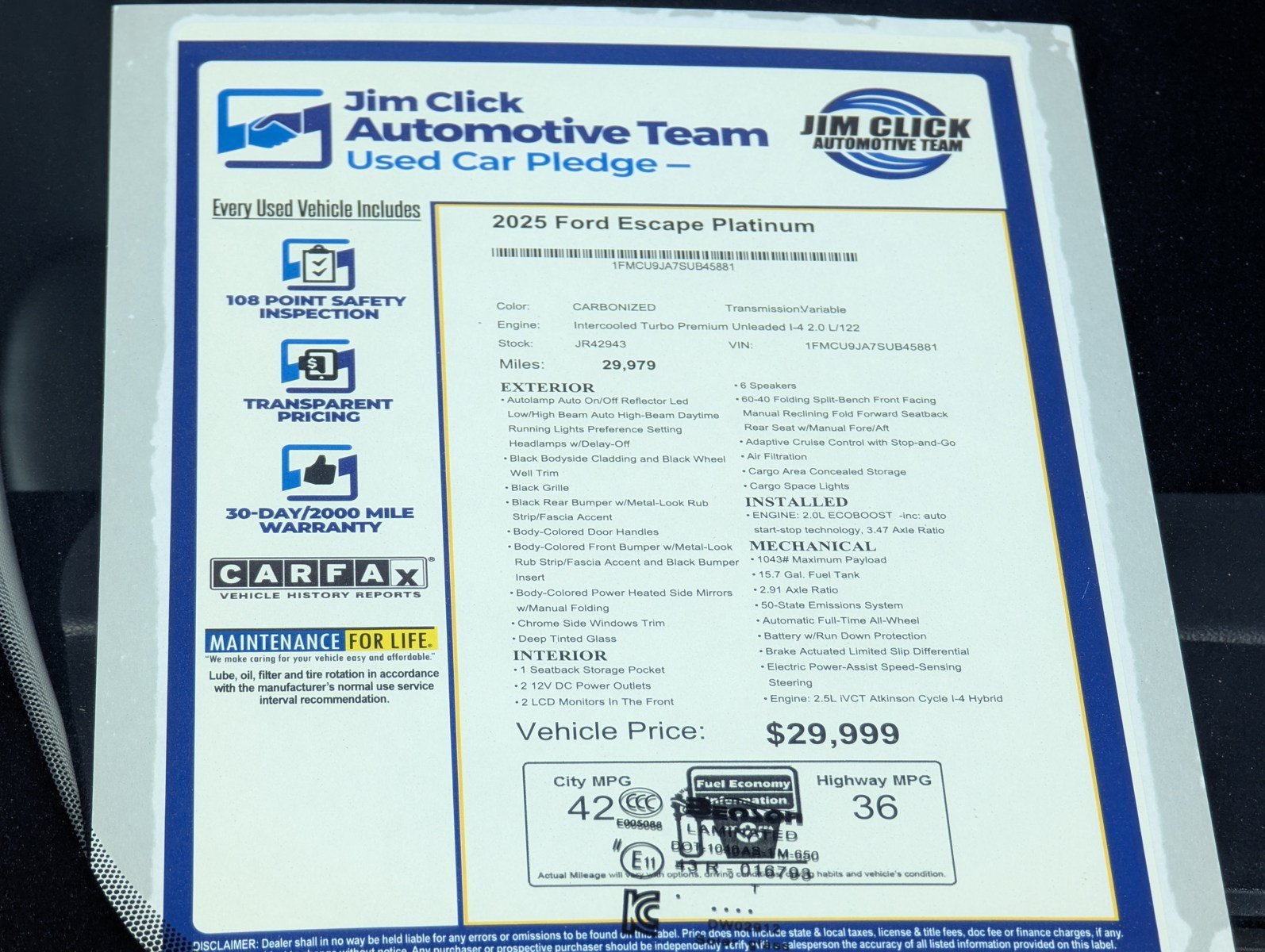 Certified 2025 Ford Escape Platinum AWD/4WD image 14