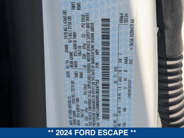 Certified 2024 Ford Escape ST-Line w/ Tech Pack #1 FWD image 24