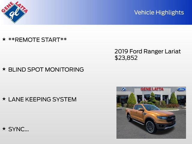 Certified 2019 Ford Ranger Lariat w/ Equipment Group 501A Mid AWD/4WD image 34