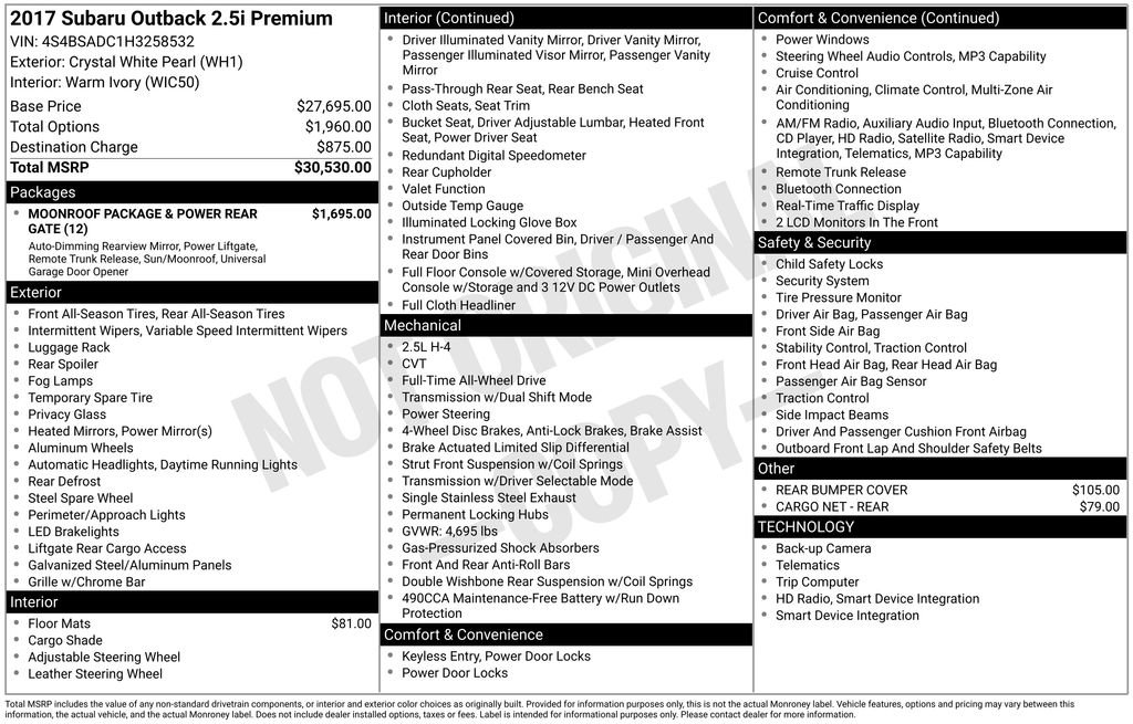 Used 2017 Subaru Outback 2.5i Premium image 14
