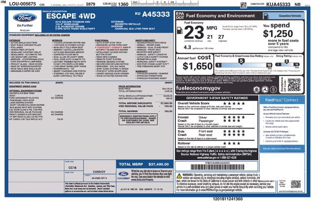 Certified 2019 Ford Escape Titanium AWD/4WD image 40