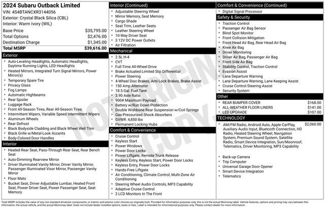 Used 2024 Subaru Outback Limited image 37