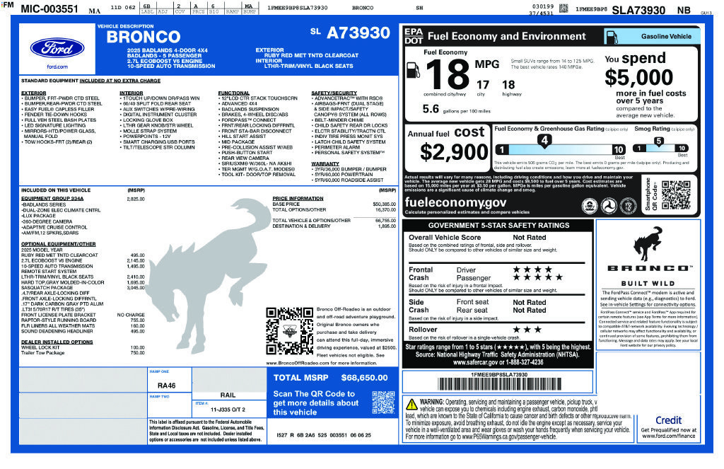 Certified 2025 Ford Bronco Badlands AWD/4WD image 40