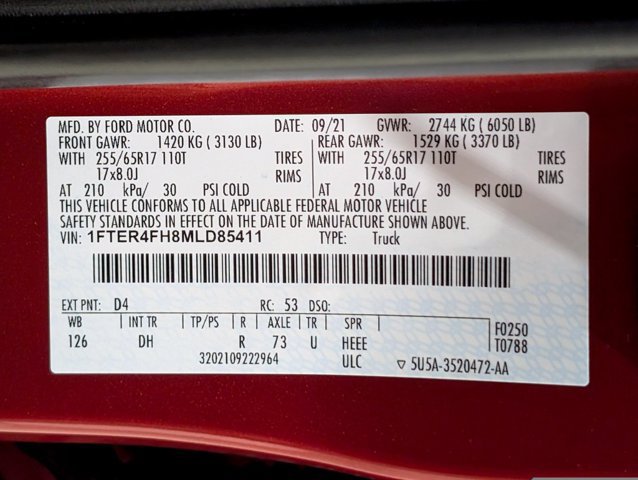 Certified 2021 Ford Ranger Lariat w/ Equipment Group 501A High AWD/4WD image 24