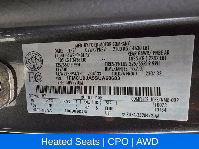 Certified 2025 Ford Escape Platinum AWD/4WD image 27