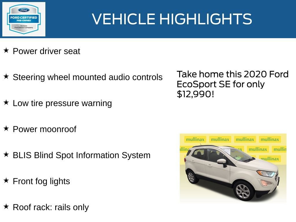 Certified 2020 Ford EcoSport SE w/ SE Convenience Package image 37