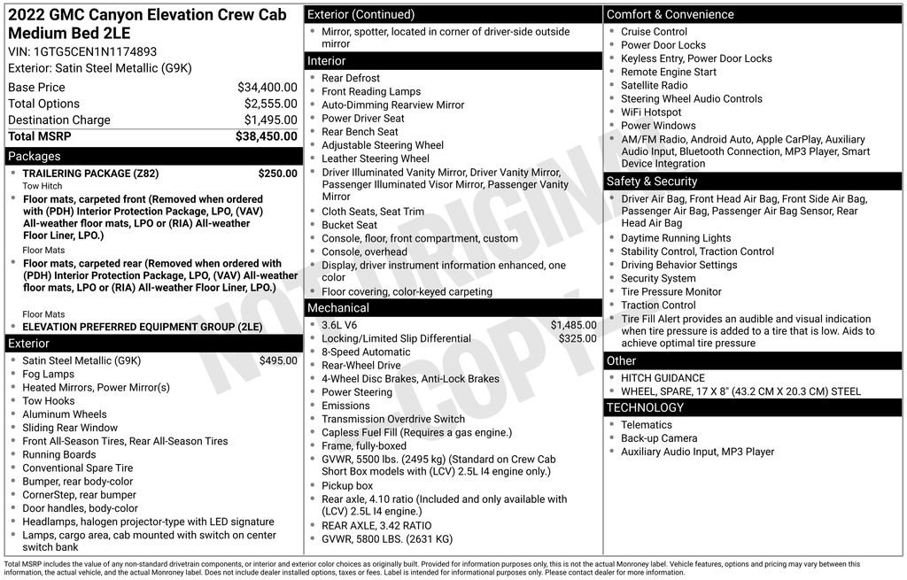 Used 2022 GMC Canyon Elevation w/ Trailering Package image 7