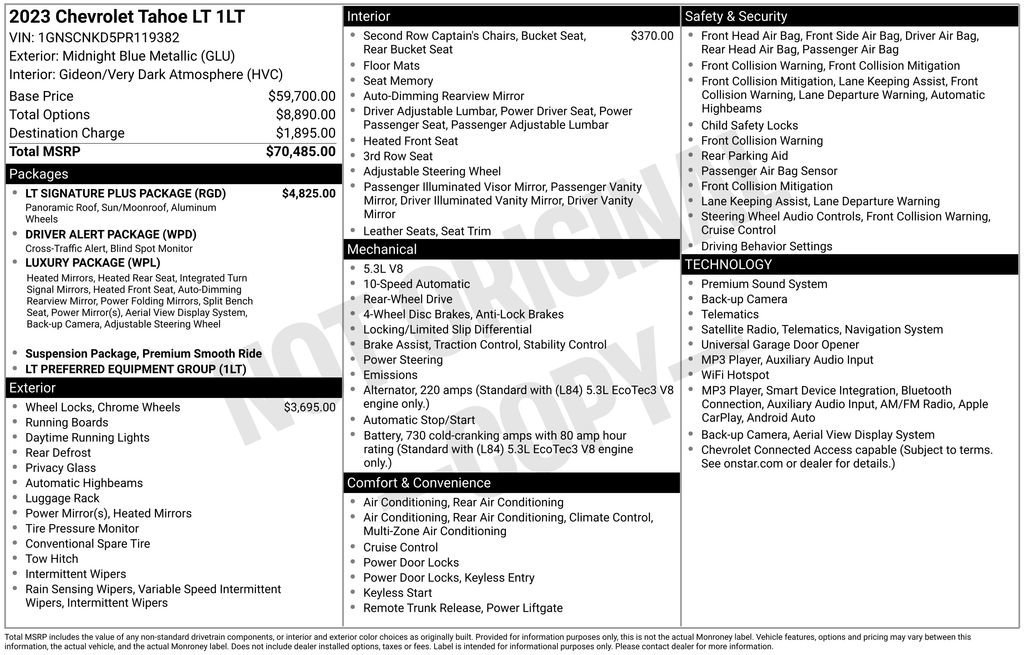 Used 2023 Chevrolet Tahoe LT w/ LT Signature Plus Package RWD image 27