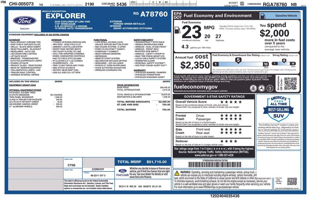 Certified 2024 Ford Explorer ST-Line w/ Class IV Trailer Tow Package AWD/4WD image 27