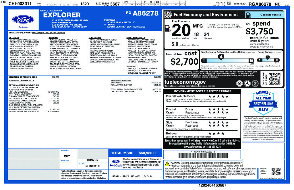 Certified 2024 Ford Explorer Platinum w/ Technology Package AWD/4WD image 39