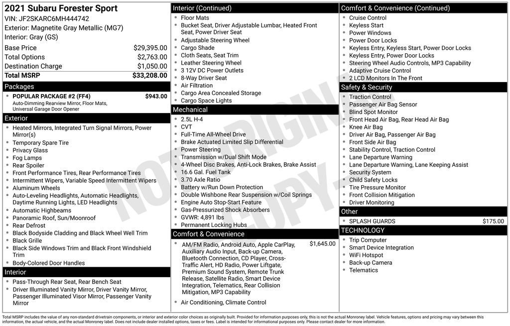 Used 2021 Subaru Forester Sport w/ Popular Package #2 image 39