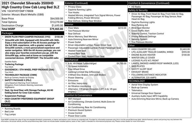 Used 2021 Chevrolet Silverado 3500 High Country w/ Snow Plow Prep/Camper Package AWD/4WD image 11