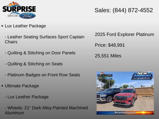 Certified 2025 Ford Explorer Platinum w/ Ultimate Package AWD/4WD image 6