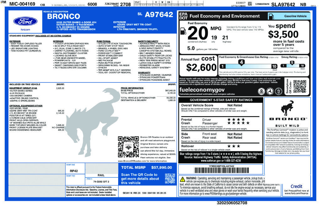Certified 2025 Ford Bronco Outer Banks AWD/4WD image 6