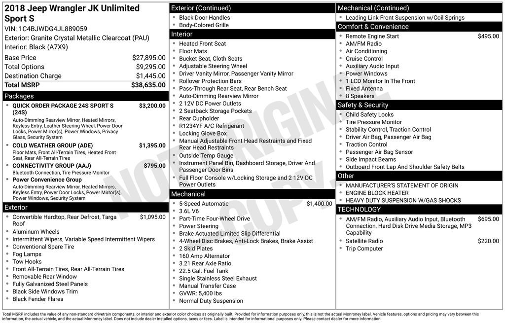 Used 2018 Jeep Wrangler Unlimited Sport S image 1