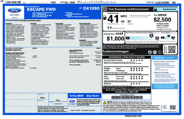 Certified 2020 Ford Escape SE Sport FWD image 5