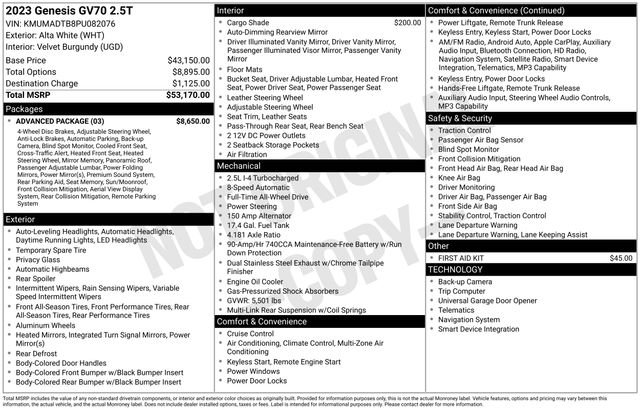 Used 2023 Genesis GV70 2.5T w/ Advanced Package image 30