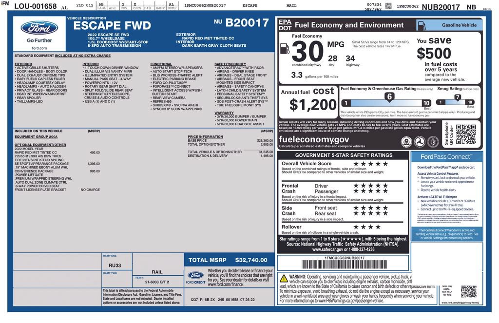 Certified 2022 Ford Escape SE w/ SE Sport Appearance Package FWD image 26