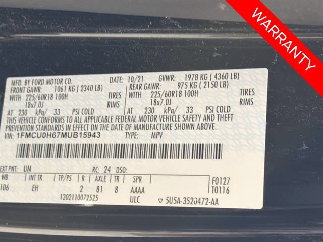 Certified 2021 Ford Escape SEL w/ Technology Package FWD image 33