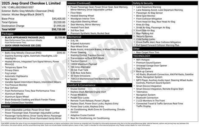 Used 2025 Jeep Grand Cherokee L Limited w/ Black Appearance Package RWD image 5