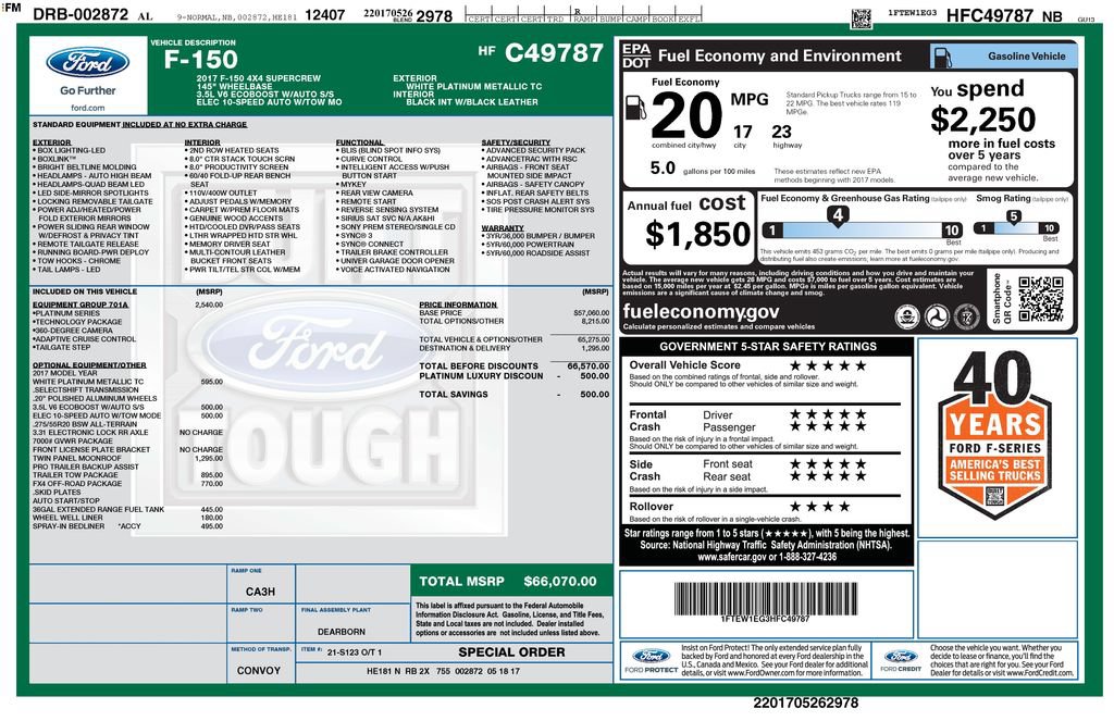 Certified 2017 Ford F150 Platinum w/ Equipment Group 701A Luxury AWD/4WD image 27