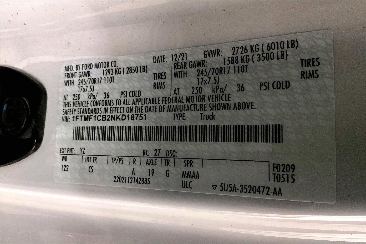 Certified 2022 Ford F150 XL w/ Equipment Group 101A High image 31