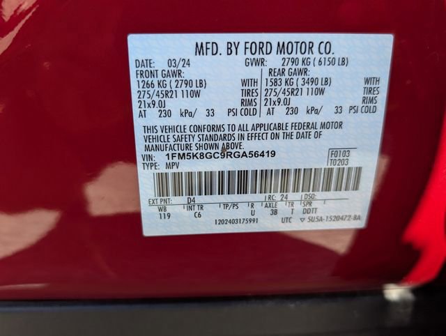 Certified 2024 Ford Explorer ST w/ Equipment Group 401A image 30