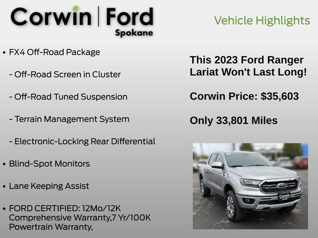 Certified 2023 Ford Ranger Lariat w/ Equipment Group 501A High AWD/4WD image 19