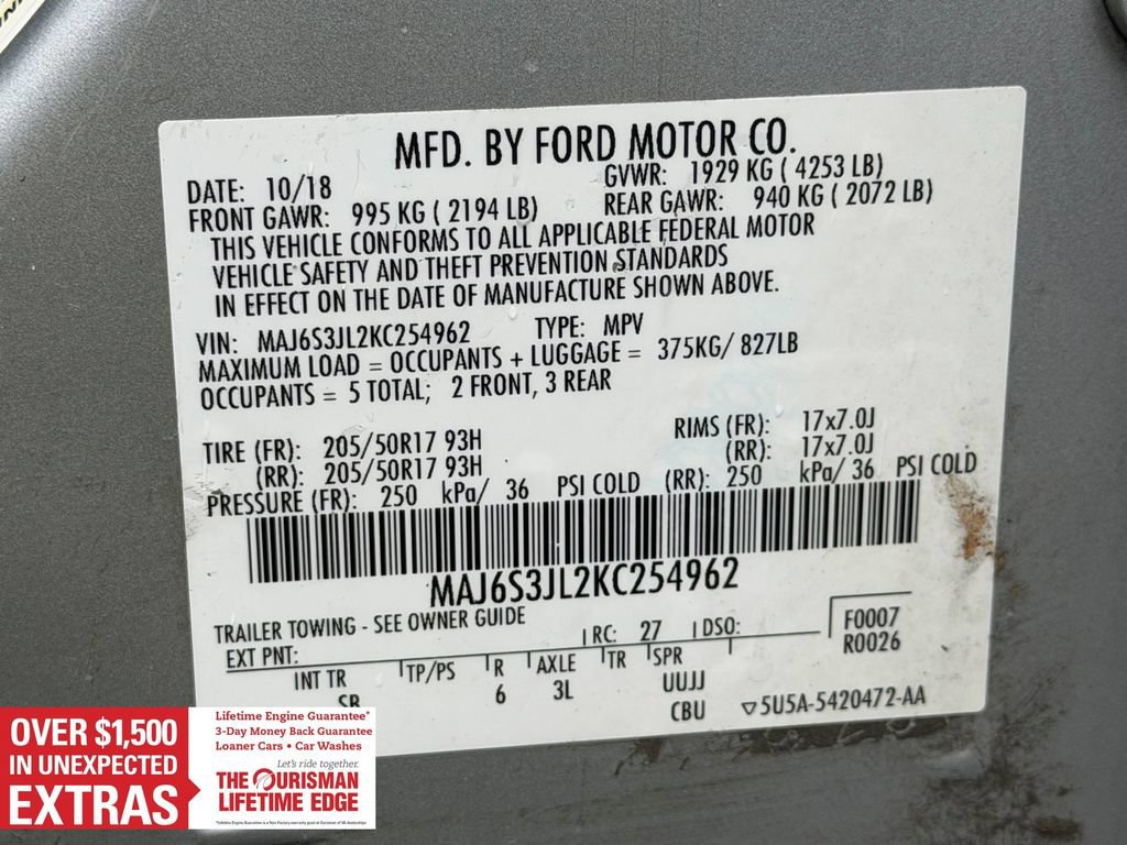 Certified 2019 Ford EcoSport SES w/ SES Black Appearance Package AWD/4WD image 29