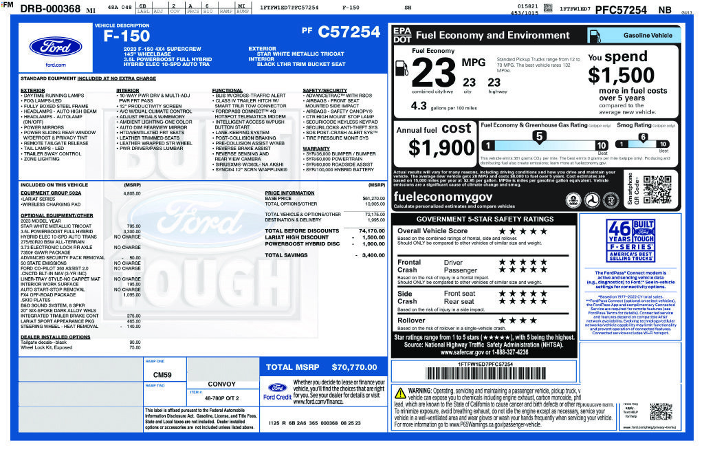 Certified 2023 Ford F150 Lariat w/ Equipment Group 502A High AWD/4WD image 26