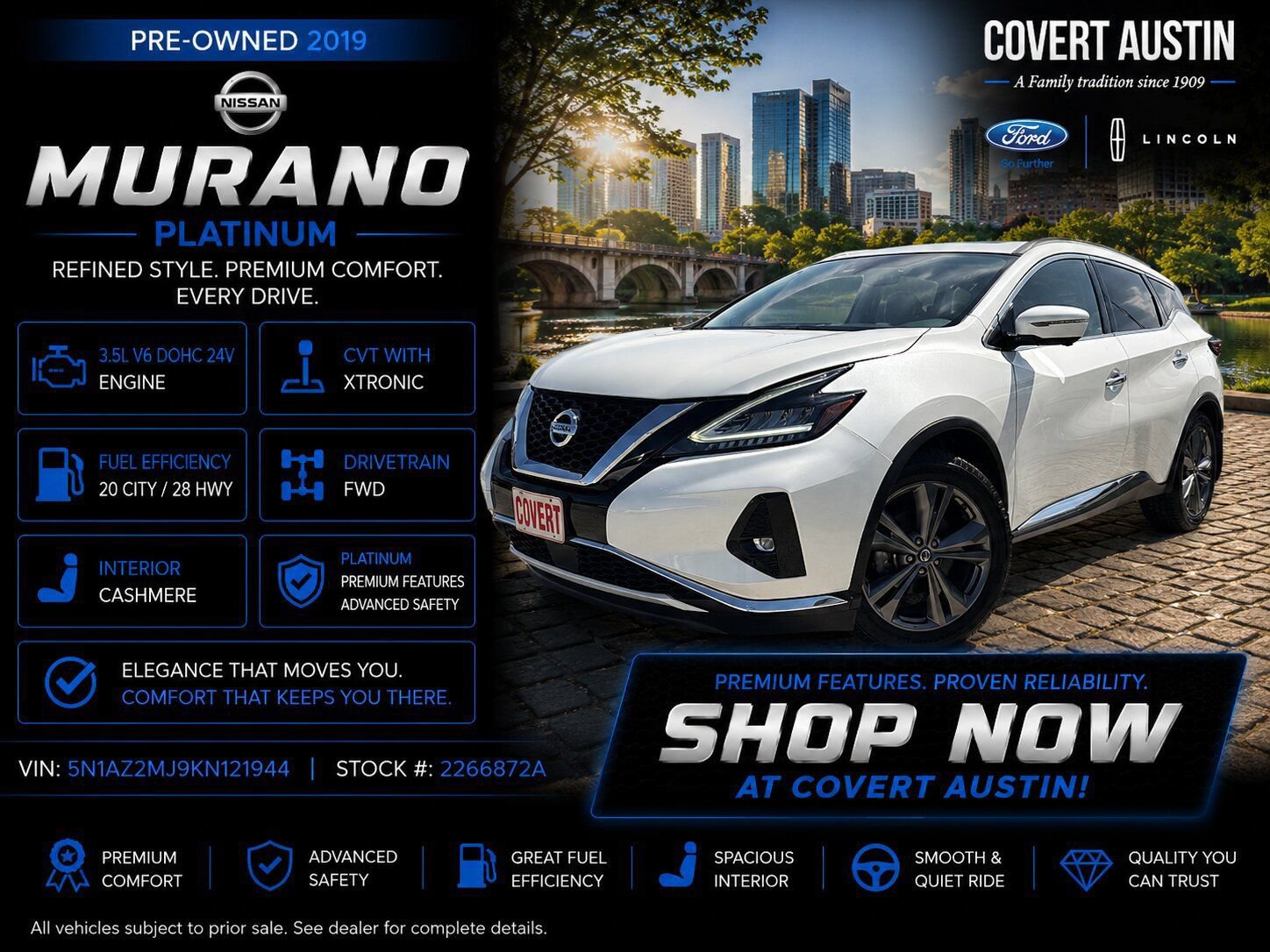 Used 2019 Nissan Murano Platinum w/ Cargo Package FWD image 1