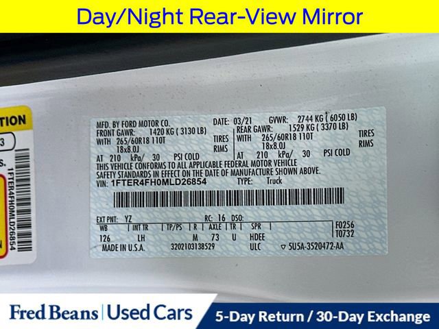 Certified 2021 Ford Ranger XL w/ Equipment Group 101A High image 33