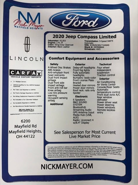 Used 2020 Jeep Compass Limited AWD/4WD image 32