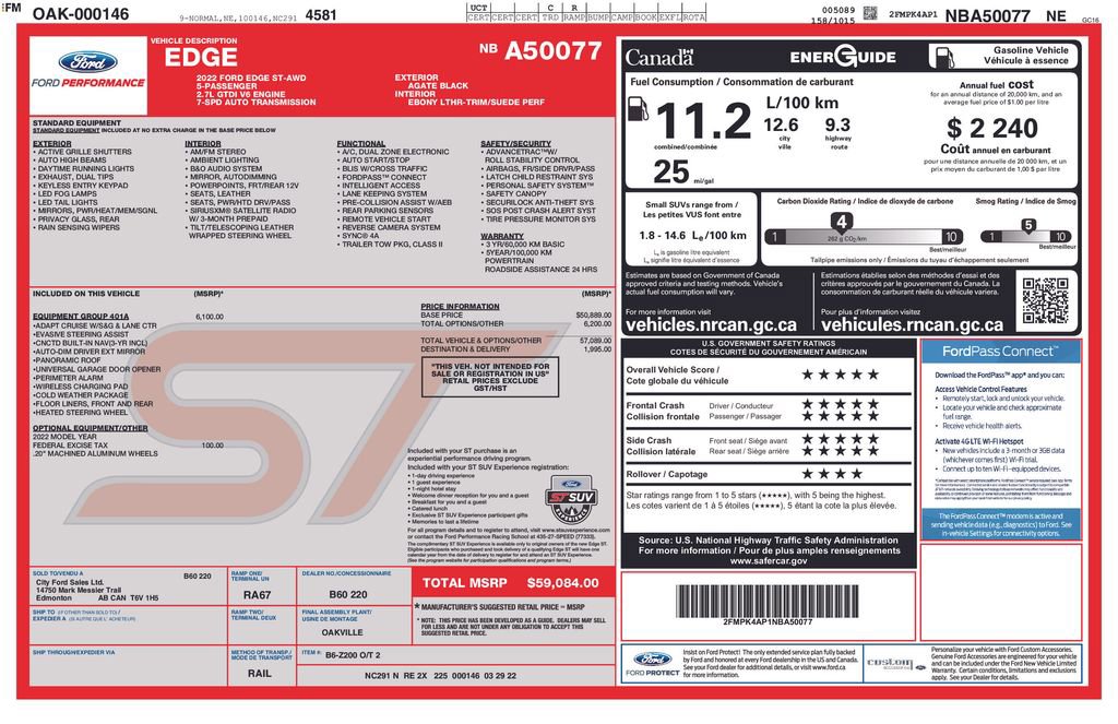 Certified 2022 Ford Edge ST w/ Equipment Group 401A image 7