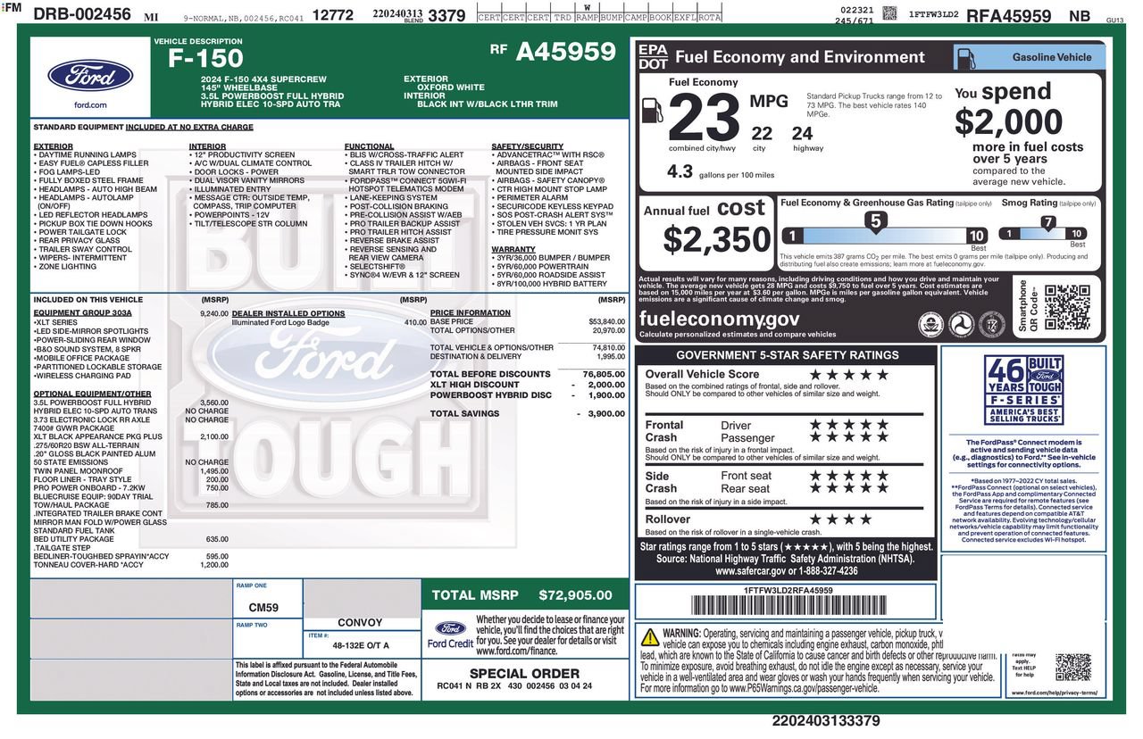Certified 2024 Ford F150 XLT w/ Equipment Group 303A High AWD/4WD image 36