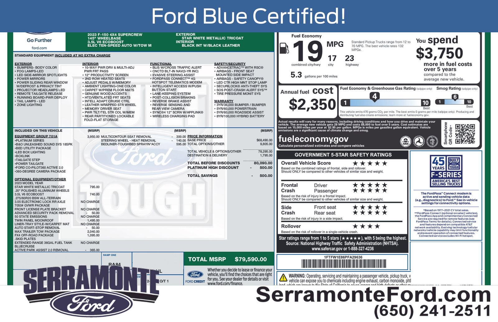Certified 2023 Ford F150 Platinum w/ Equipment Group 701A High image 13