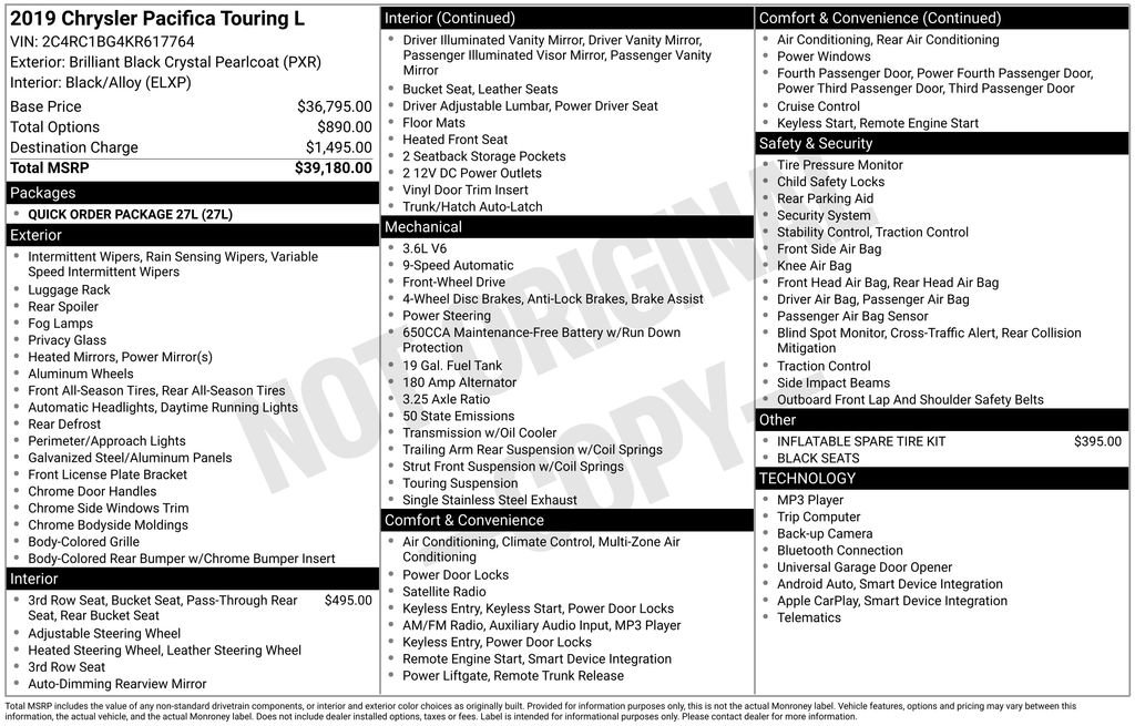Used 2019 Chrysler Pacifica Touring-L image 1