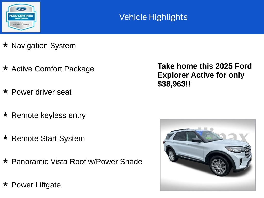 Certified 2025 Ford Explorer Active w/ Active Comfort Package image 18