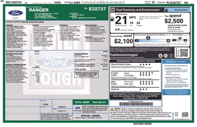 Certified 2023 Ford Ranger XLT w/ Equipment Group 302A High image 14